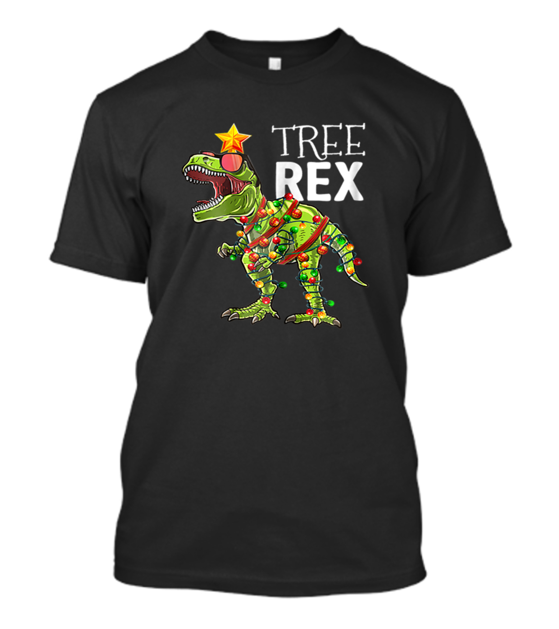 Tree Rex Dinosaur Christmas Lights T-Shirt