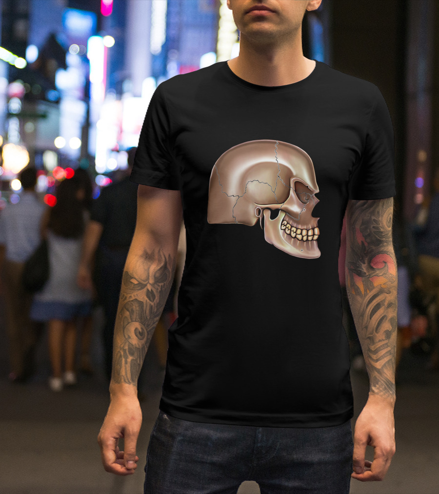 Angry Brown Skull Profile T-Shirt