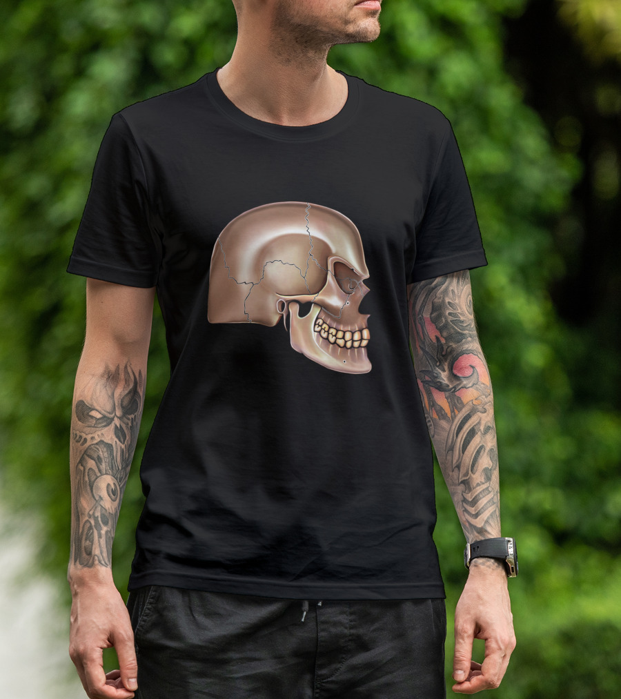 Angry Brown Skull Profile T-Shirt