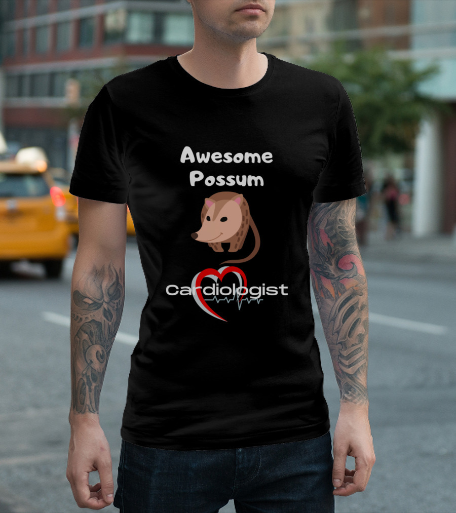 Awesome Possum Cardiologist Heartbeat T-Shirt