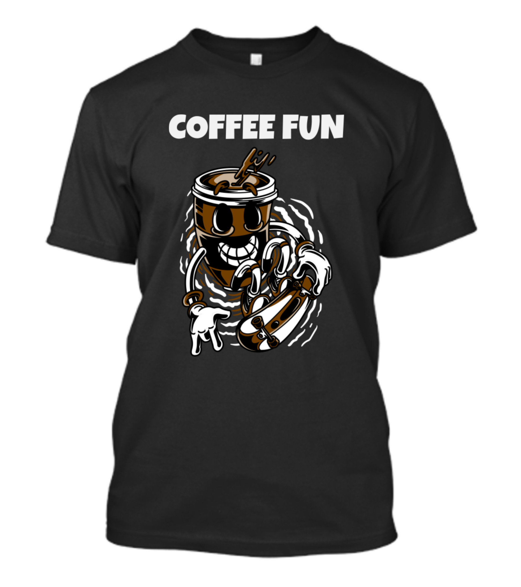 COFFEE FUN Cartoon Coffee Cup Drumming T-Shirt