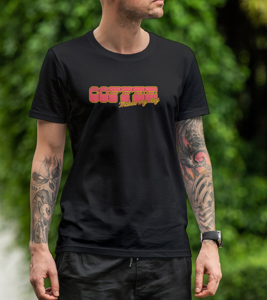Coffee Makes My Day Vintage 80s Retro Text T-Shirt