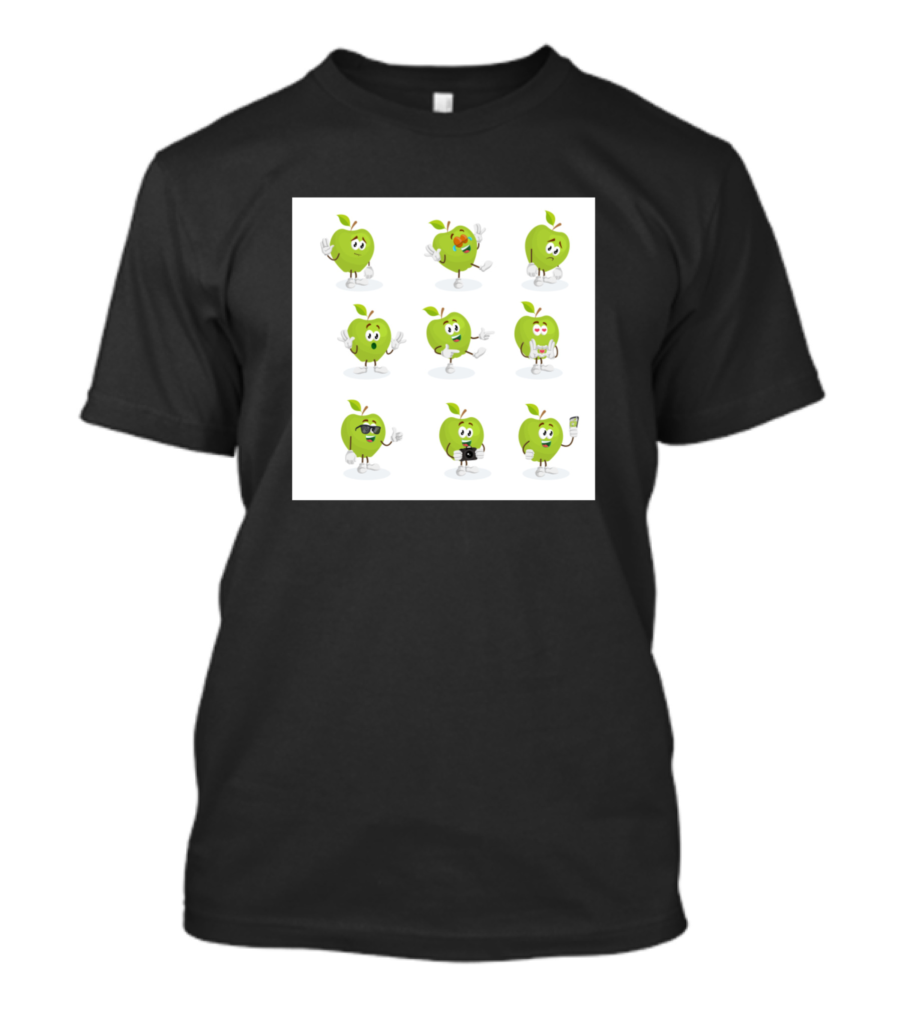 Funny Green Apple Emoji Characters T-Shirt