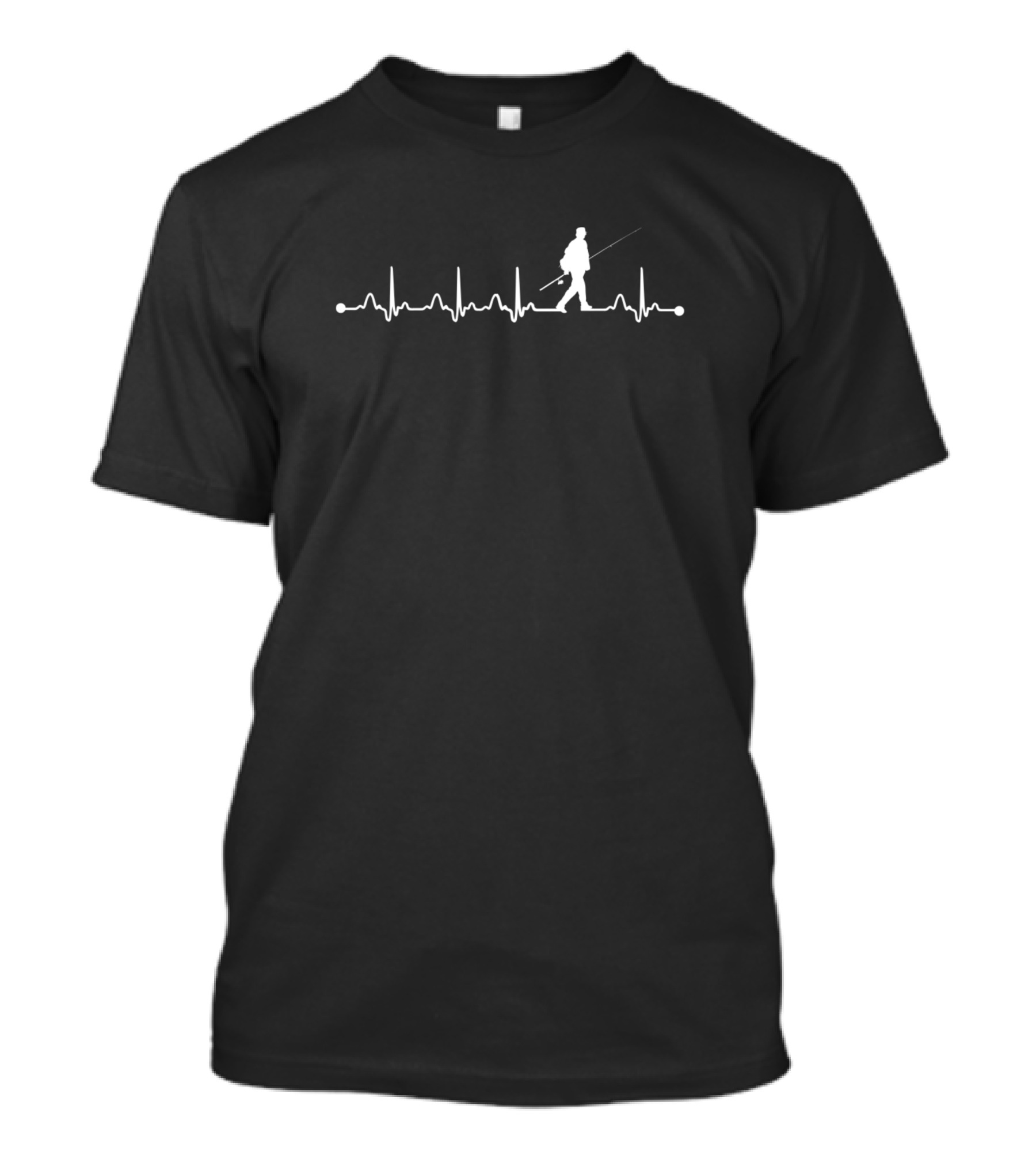 Fishermen Heartbeat Love EKG Outline T-Shirt