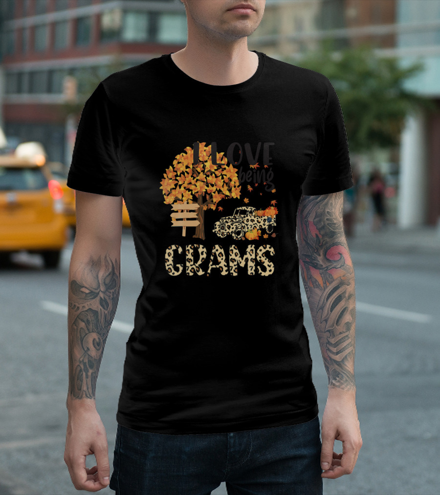 I Love Being Grams Autumn Leaves Truck T-Shirt