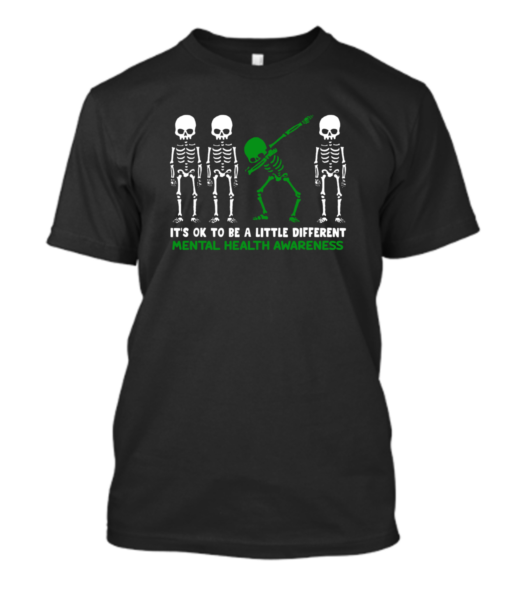 Mental Health Awareness It's Ok To Be A Little Different Skeleton Dab T-Shirt