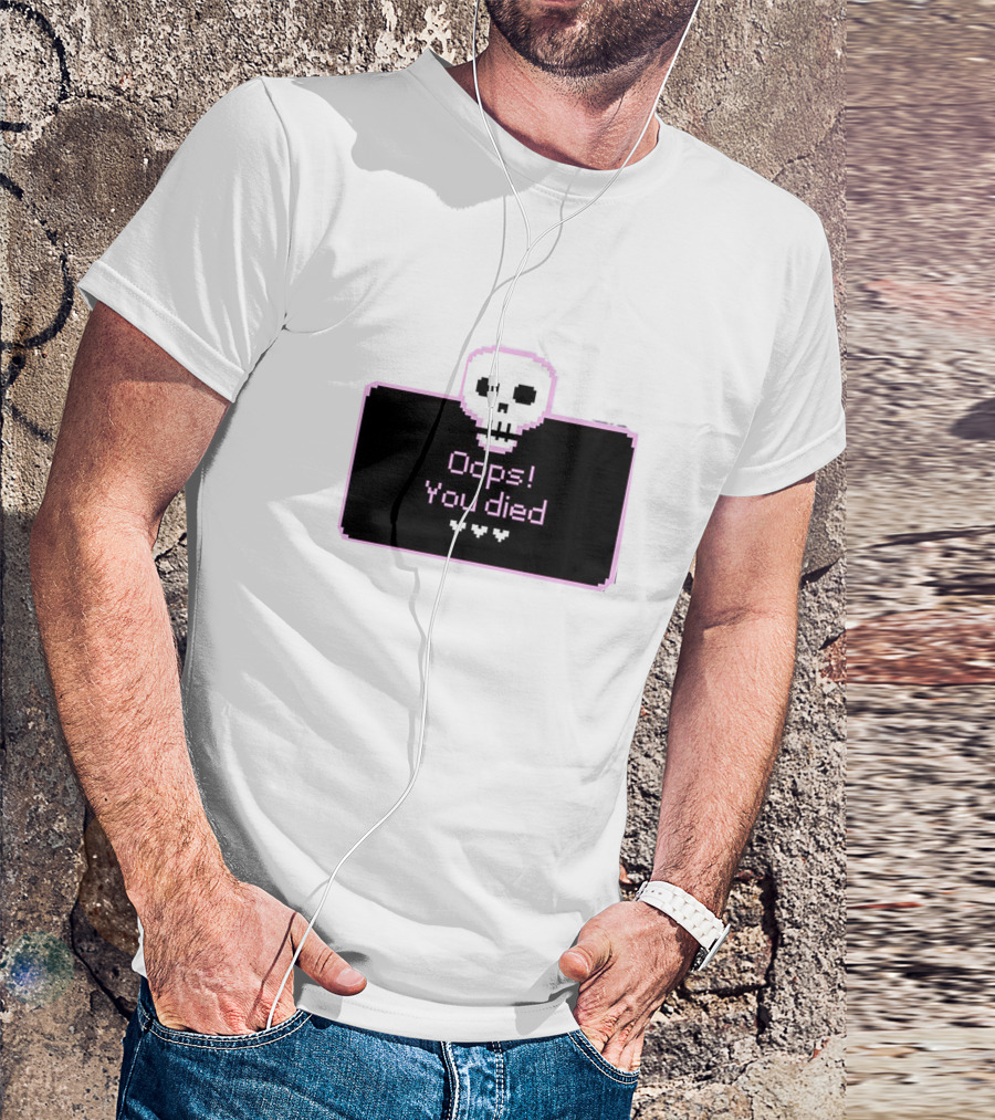 Oops You Died Skull Pixel T-Shirt