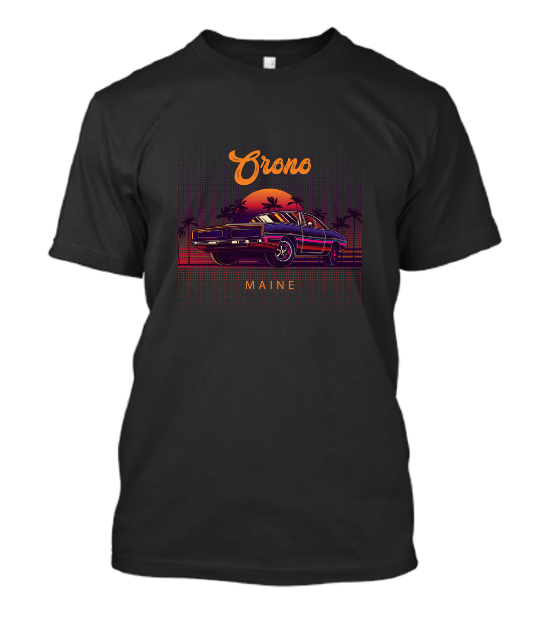 Orono Maine Vintage Muscle Car Sunset Retro Scene T-Shirt