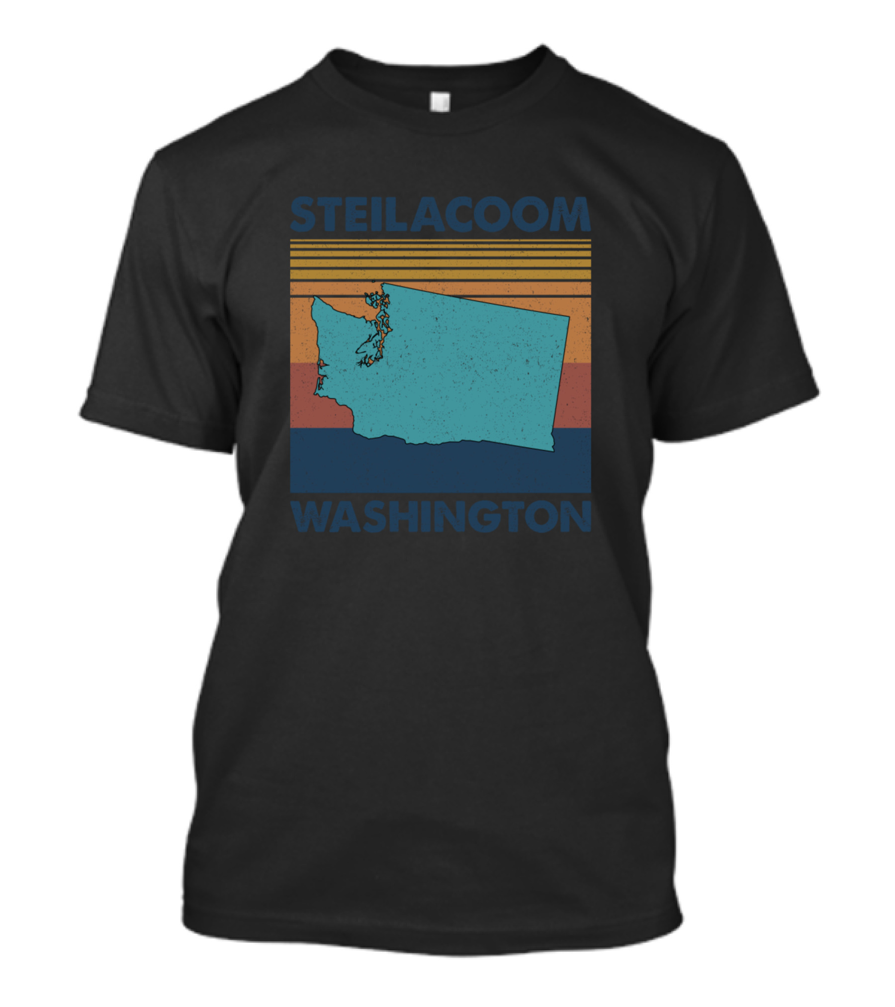 Steilacoom Washington Vintage State Outline Retro Stripes T-Shirt