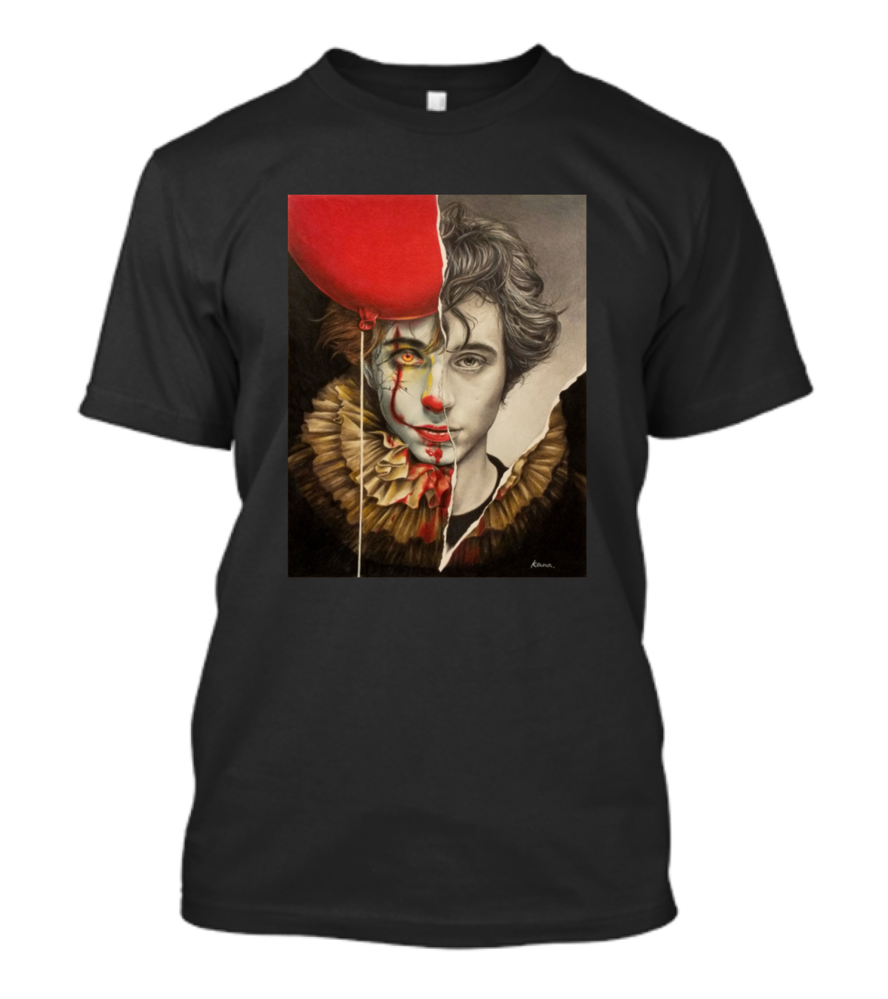 Pennywise Half-Face With Red Balloon Split T-Shirt