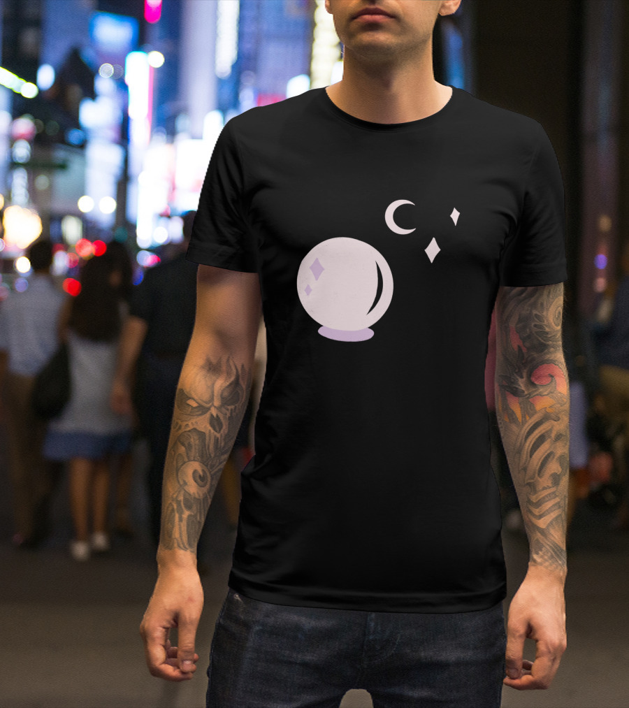 The Witch Tools Crystal Ball Moon And Stars T-Shirt