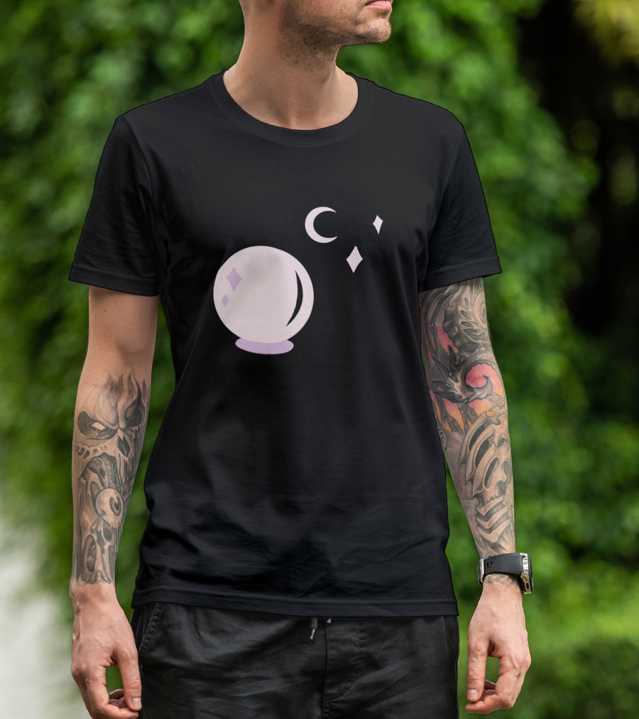The Witch Tools Crystal Ball Moon And Stars T-Shirt
