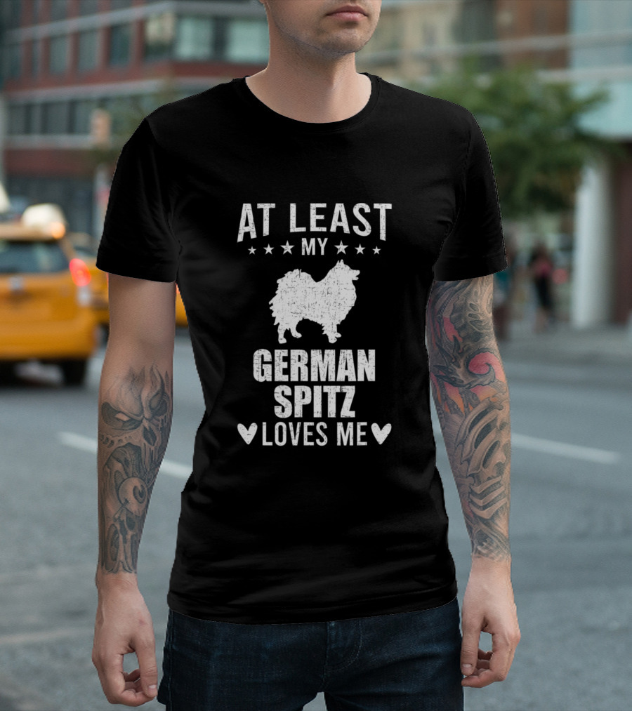 At Least My German Spitz Loves Me with Stars and Hearts T-Shirt