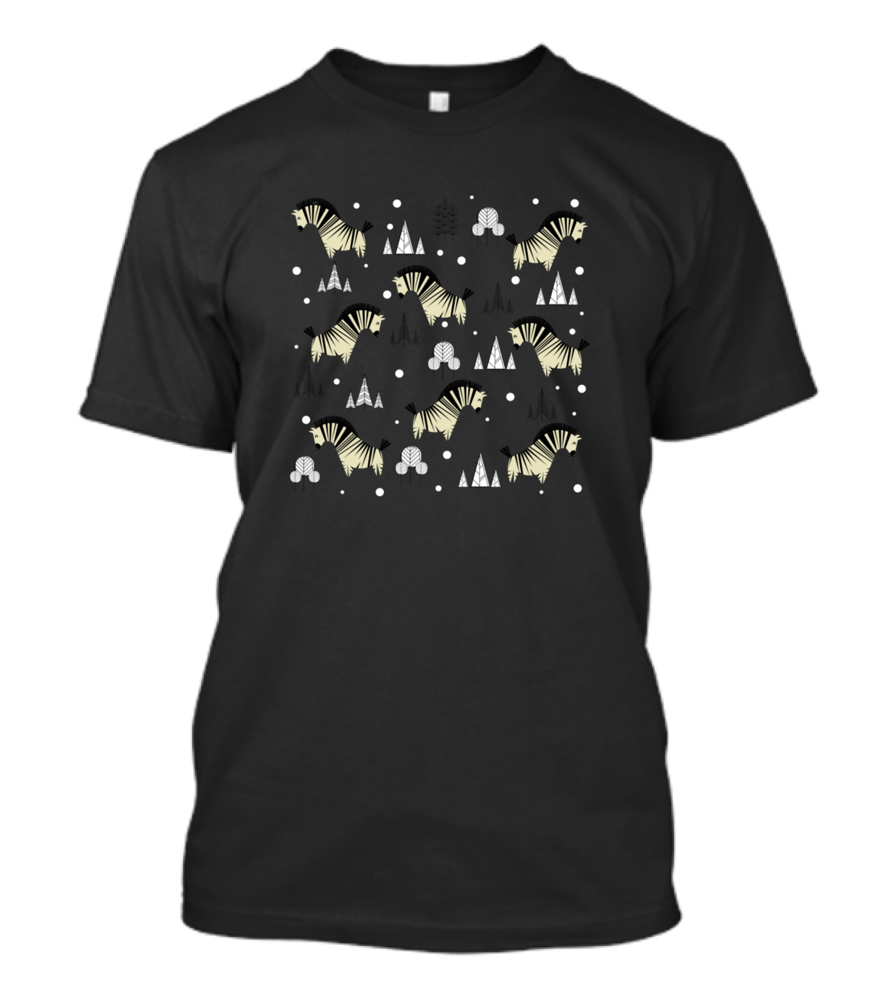 Beautiful Red Heart Zebra Pattern With Geometric Trees And Circles T-Shirt