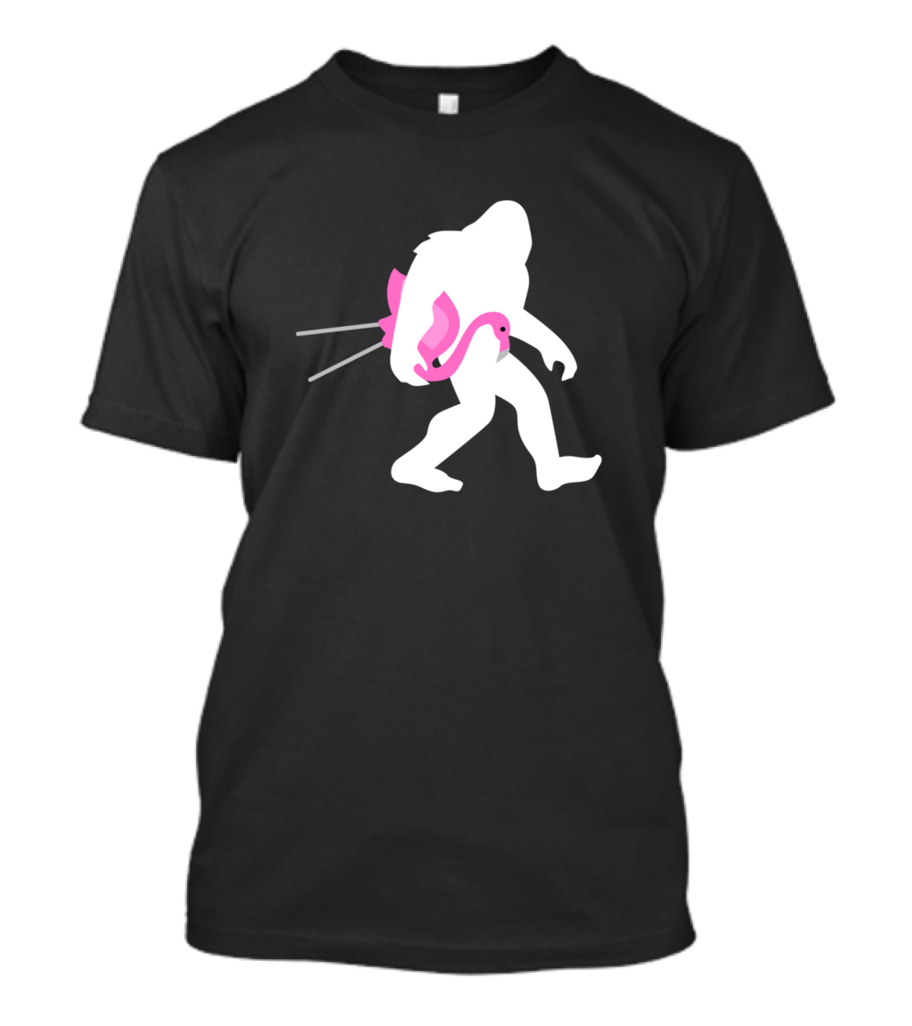 Bigfoot Sasquatch Carrying Lawn Flamingo Funny T-Shirt