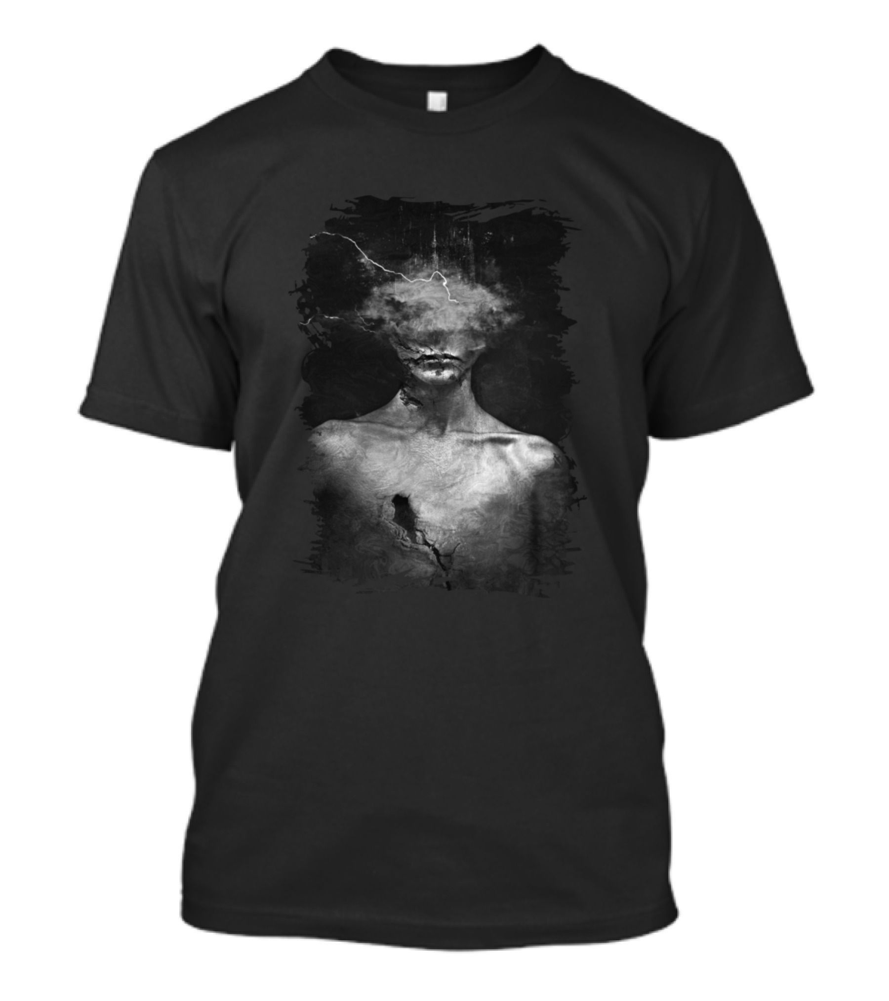 Black Lady Clouded Face Surreal T-Shirt