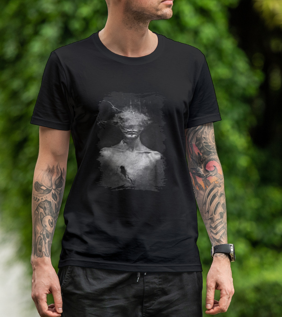 Black Lady Clouded Face Surreal T-Shirt