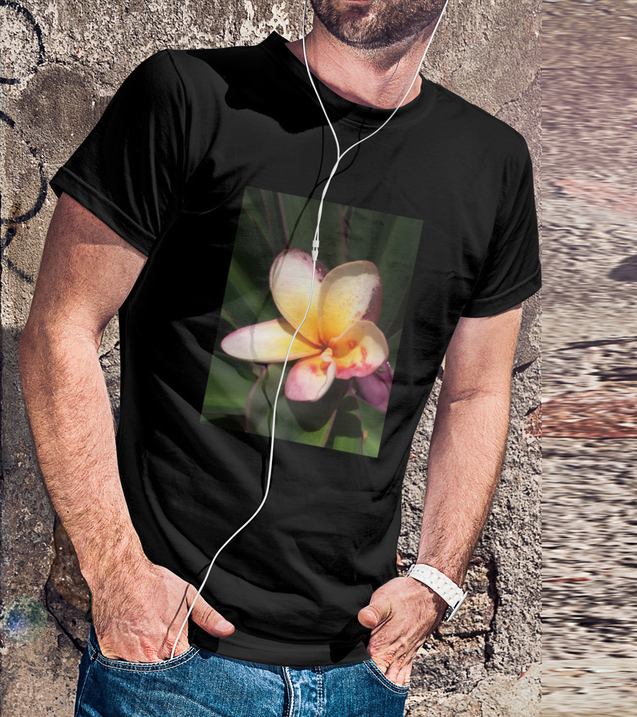 Caribbean Tropical Flower Pink Yellow Plumeria Blossom T-Shirt