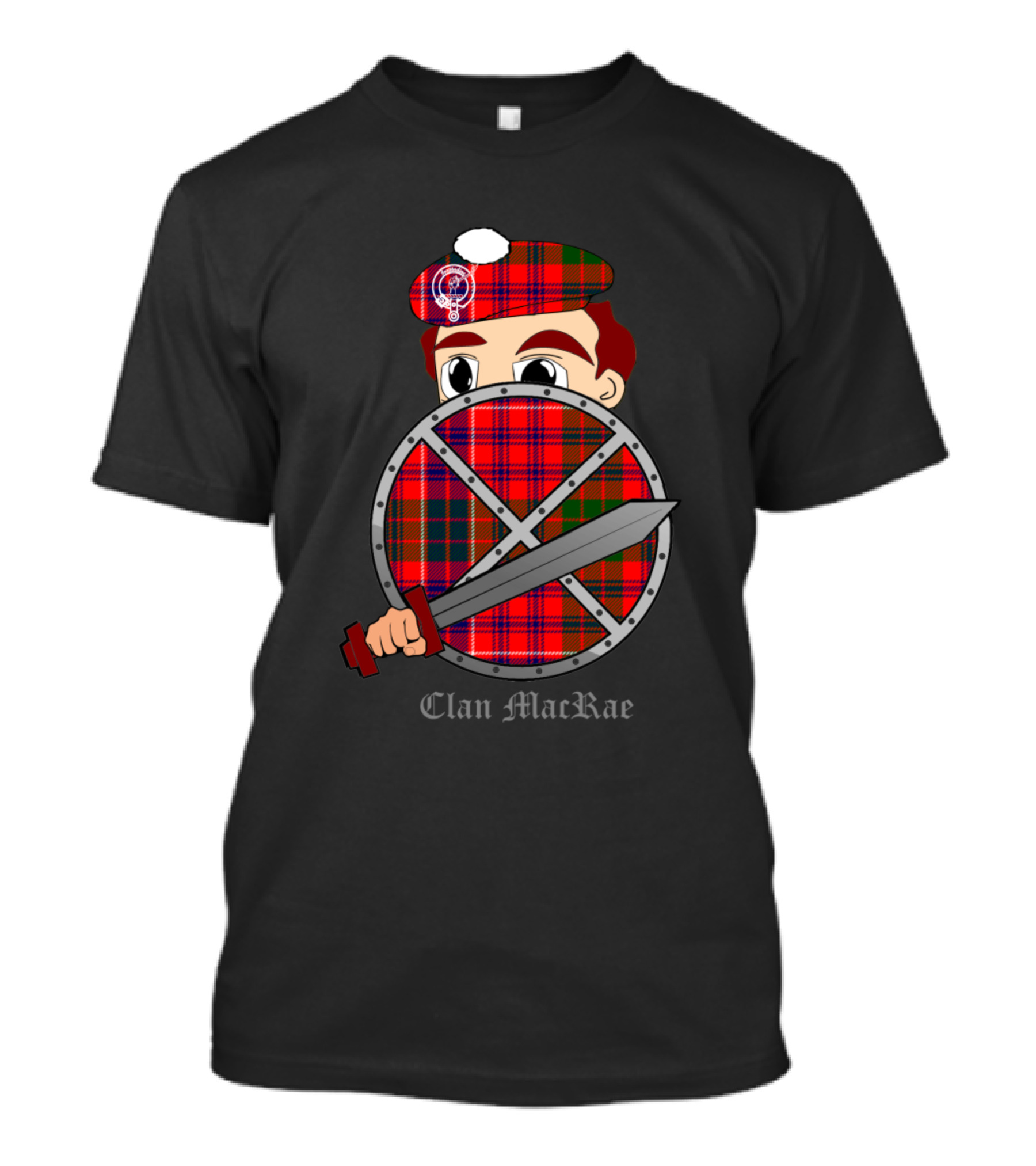 Clan Macrae Tartan Warrior Shield And Sword T-Shirt