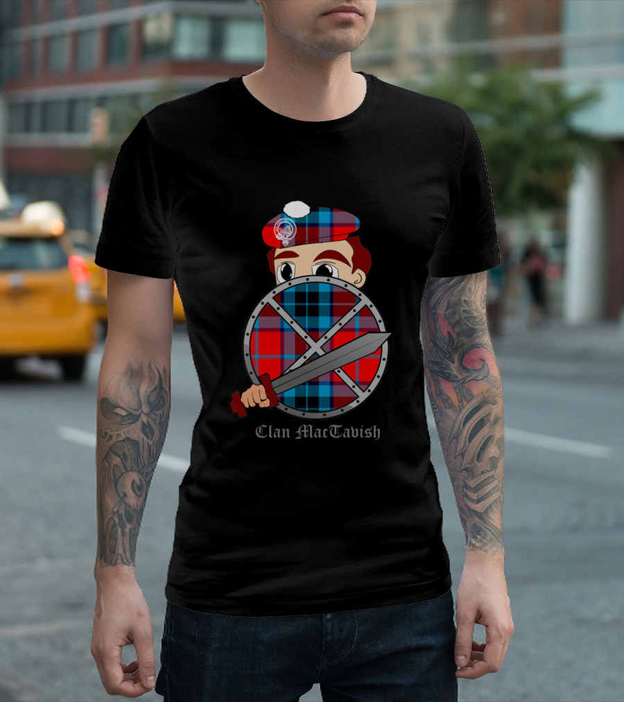 Clan MacTavish Tartan Scottish Shield and Sword Beret T-Shirt