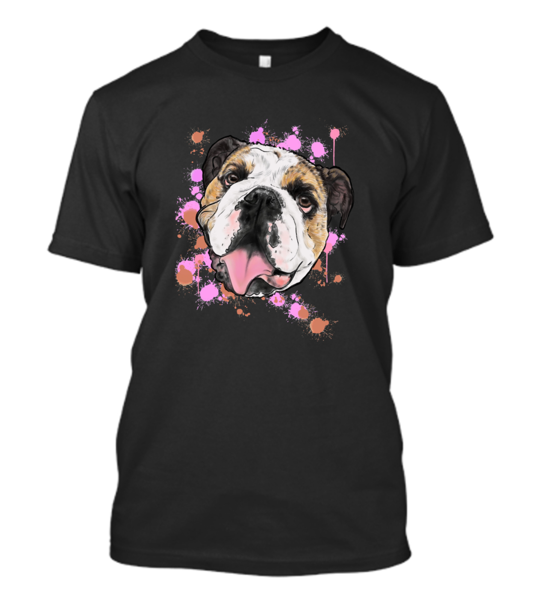 Dog Bubbles The Bulldog Colorful Paint Splatter T-Shirt