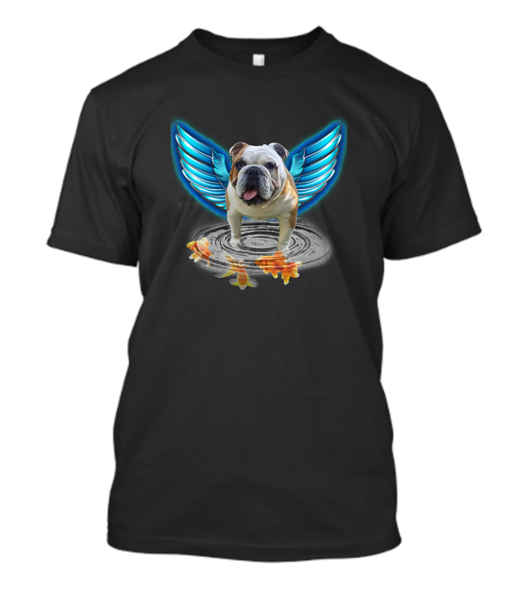 Bulldog Angel Wings Water Ripple Koi T-Shirt