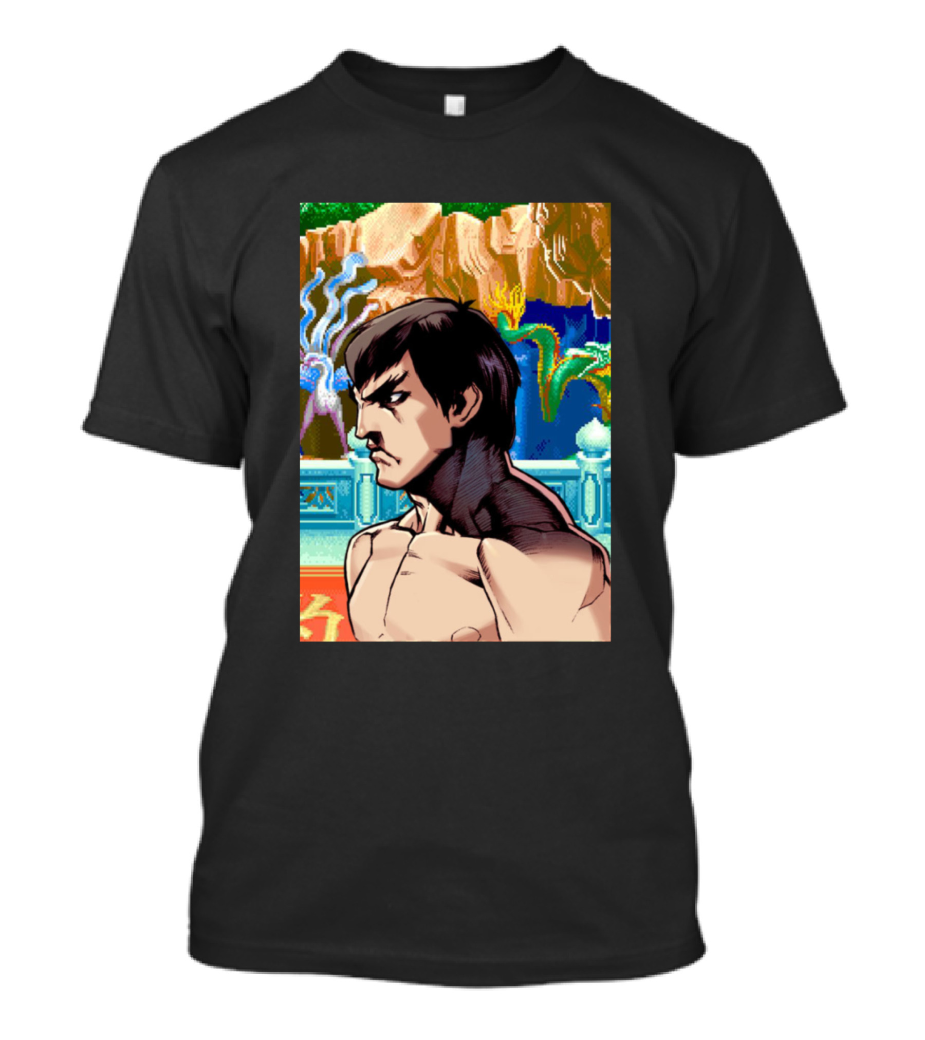 Fei Long Street Fighter Character Art Forest Background T-Shirt