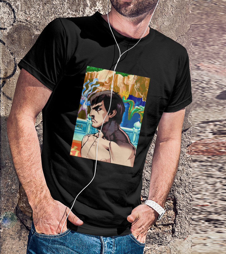 Fei Long Street Fighter Character Art Forest Background T-Shirt
