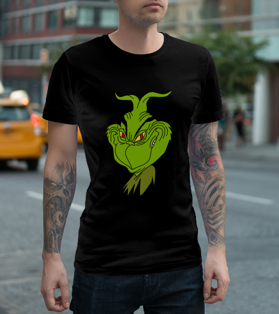 Funny Grinch Face with Mischievous Expression T-Shirt