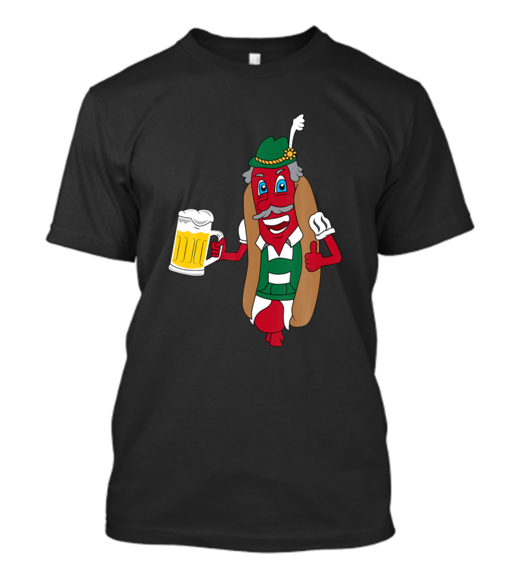 Oktoberfest Beer Mug Lederhosen Hot Dog Bratwurst Bavarian Hat T-Shirt