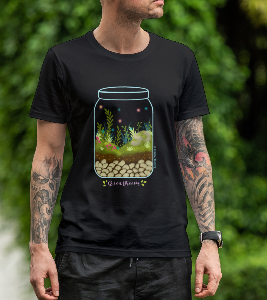 Green Dreams Jar Of Lush Plant Life By Juliana Motzko T-Shirt