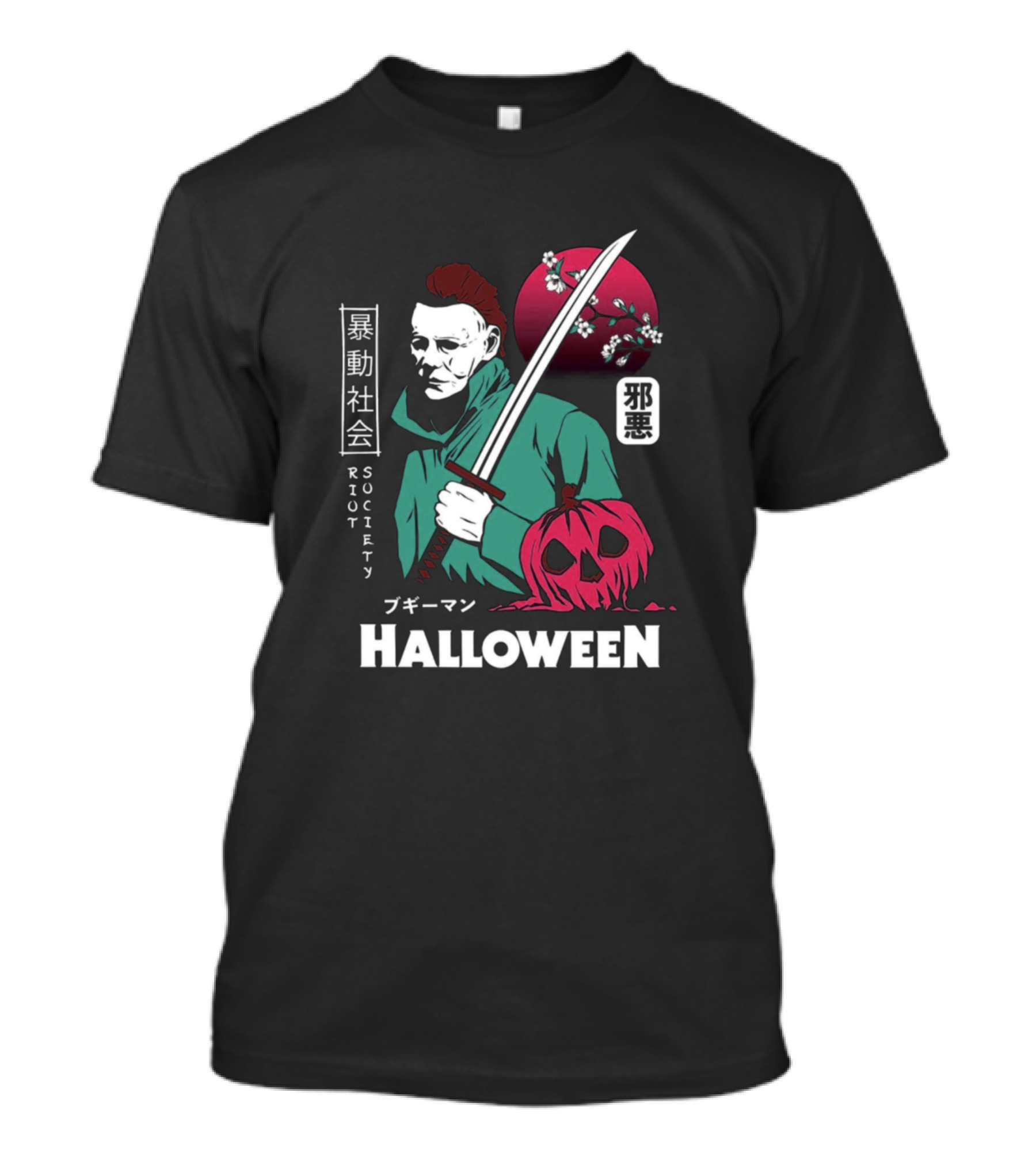Halloween Michael Myers Riot Society Sakura Pumpkin T-Shirt