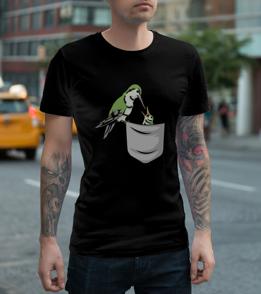 Hummingbird Women Cute Bird Fan Pocket Hummingbird T-Shirt
