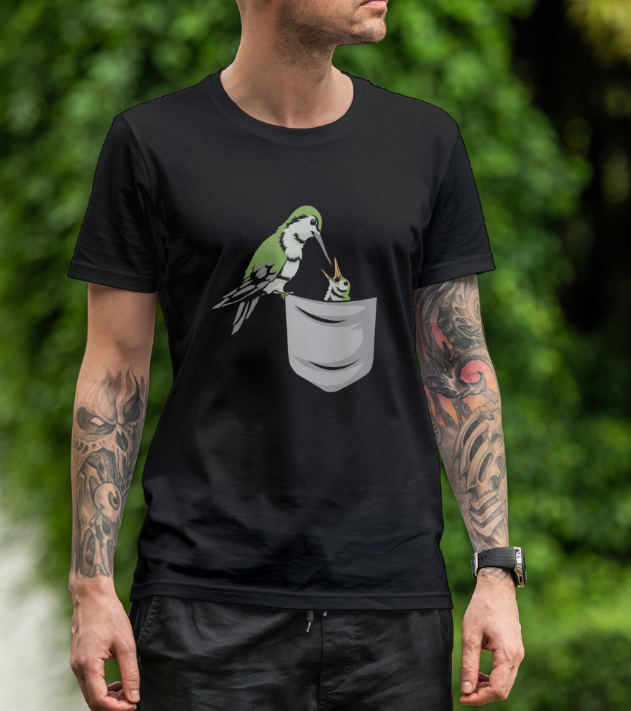 Hummingbird Women Cute Bird Fan Pocket Hummingbird T-Shirt