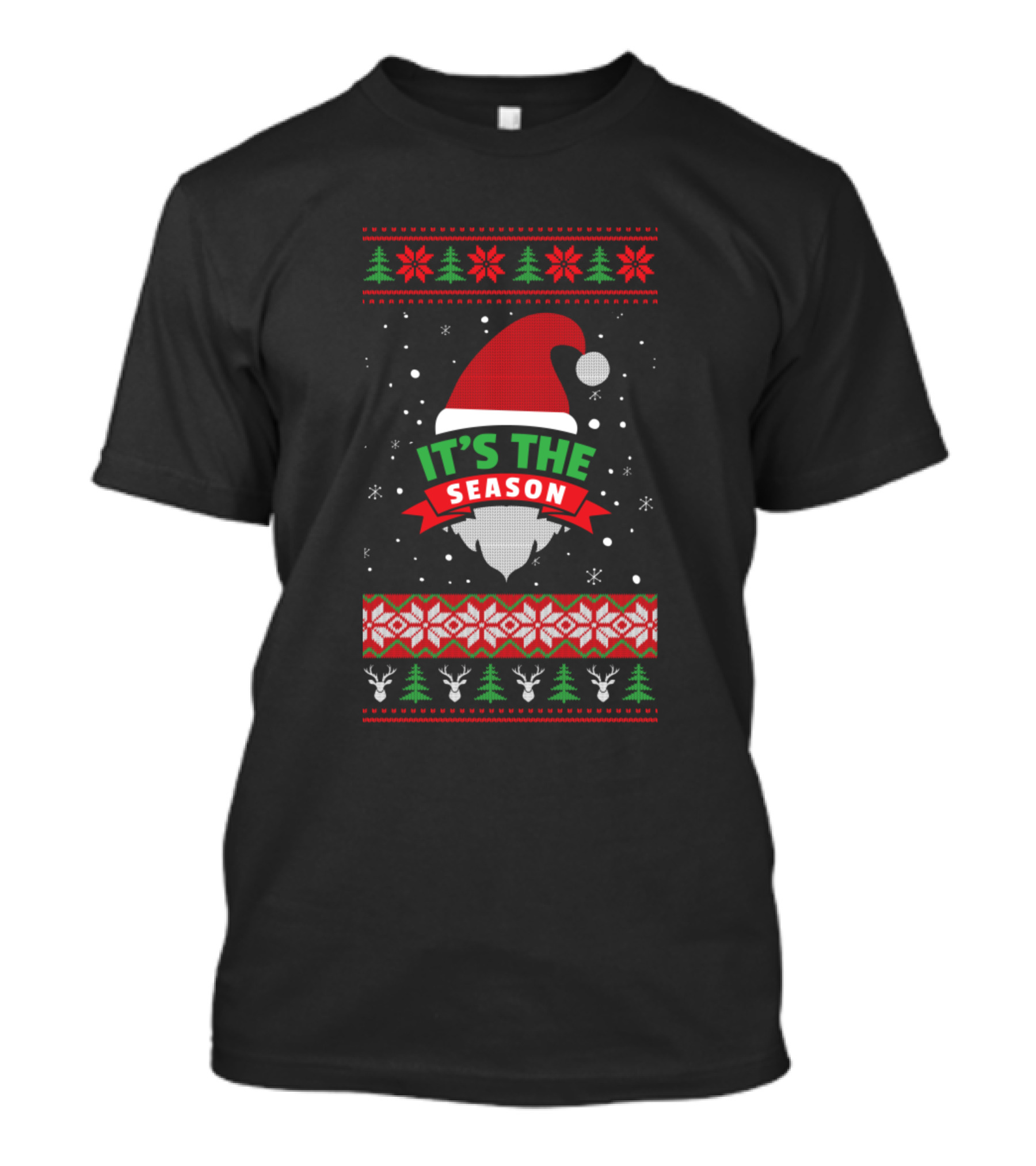 It's The Season Christmas Gnome Santa Hat Snowflakes Ugly T-Shirt