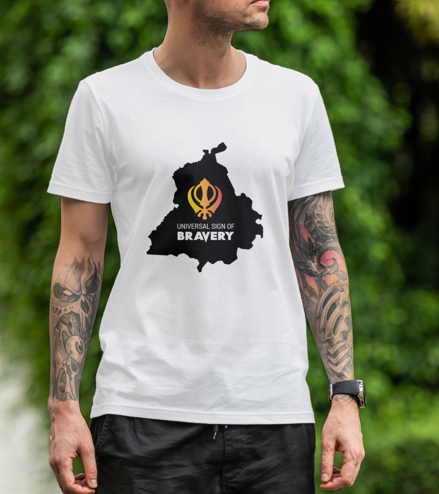 Khanda Universal Sign Of Bravery Punjab Map T-Shirt