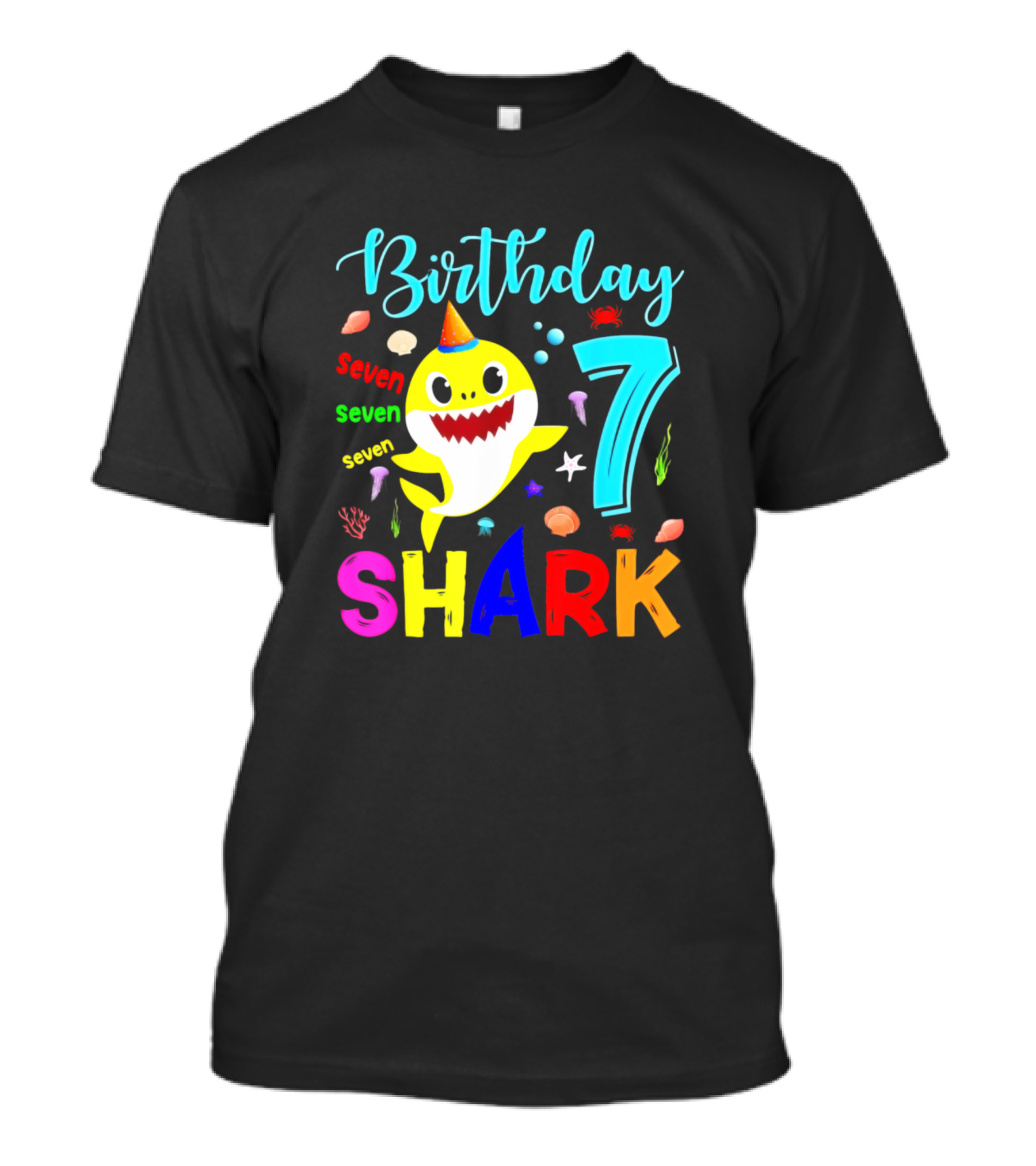 Birthday Shark 7 Seven Years Old Kids Funny Ideas T-Shirt
