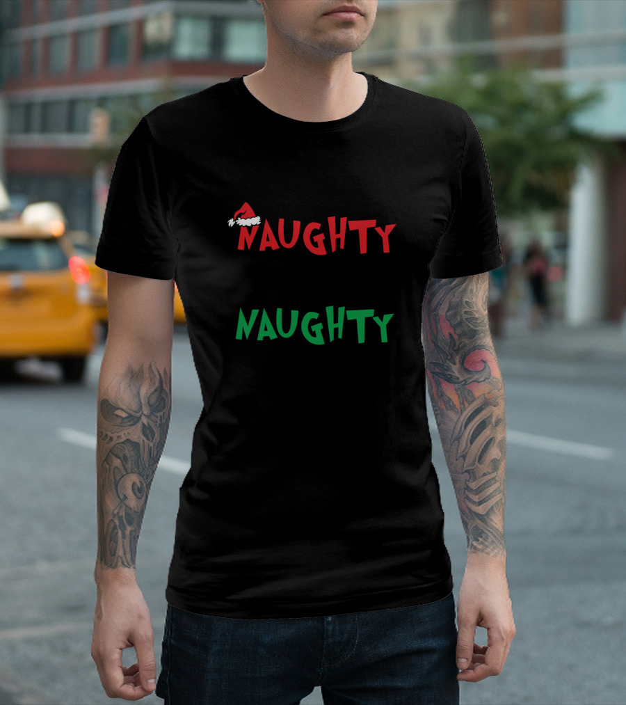 Naughty Grinch Santa Hat Christmas Holiday Spirit T-Shirt