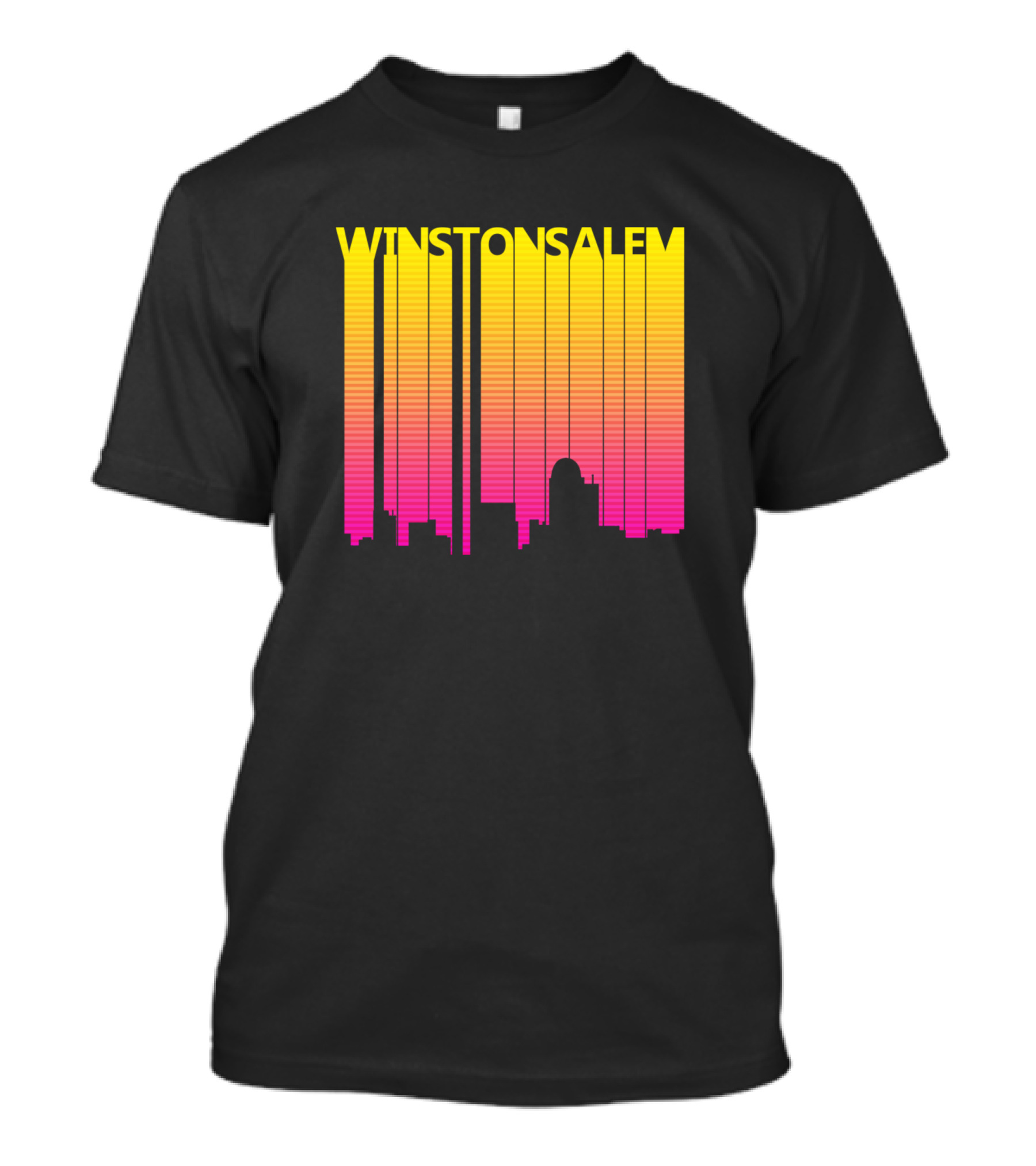 Winston Salem Retro 1980S Skyline Vintage Sunset Gradient T-Shirt