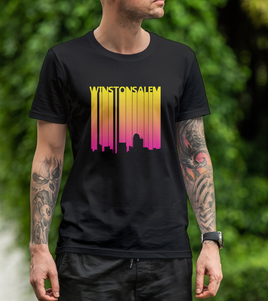 Winston Salem Retro 1980S Skyline Vintage Sunset Gradient T-Shirt