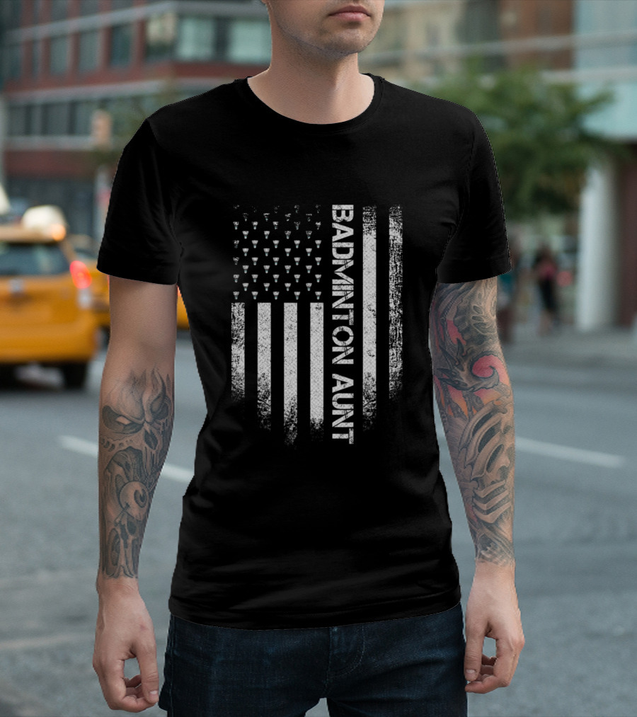 Vintage USA American Flag Badminton Aunt T-Shirt
