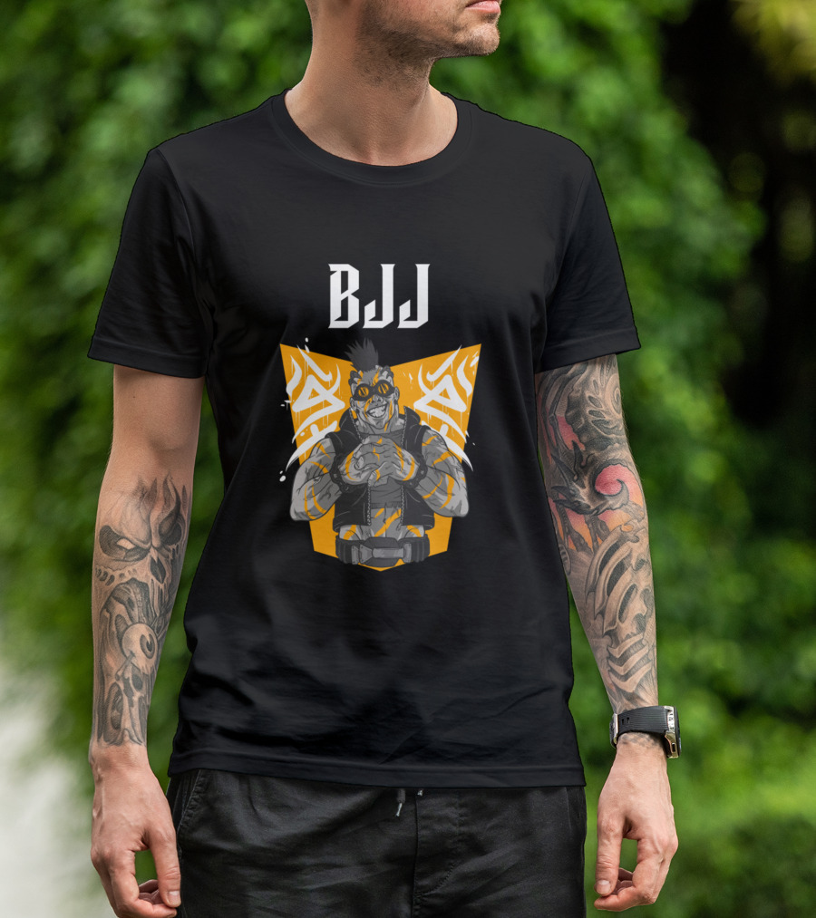 BJJ Orange Biker Character With Tattoos T-Shirt