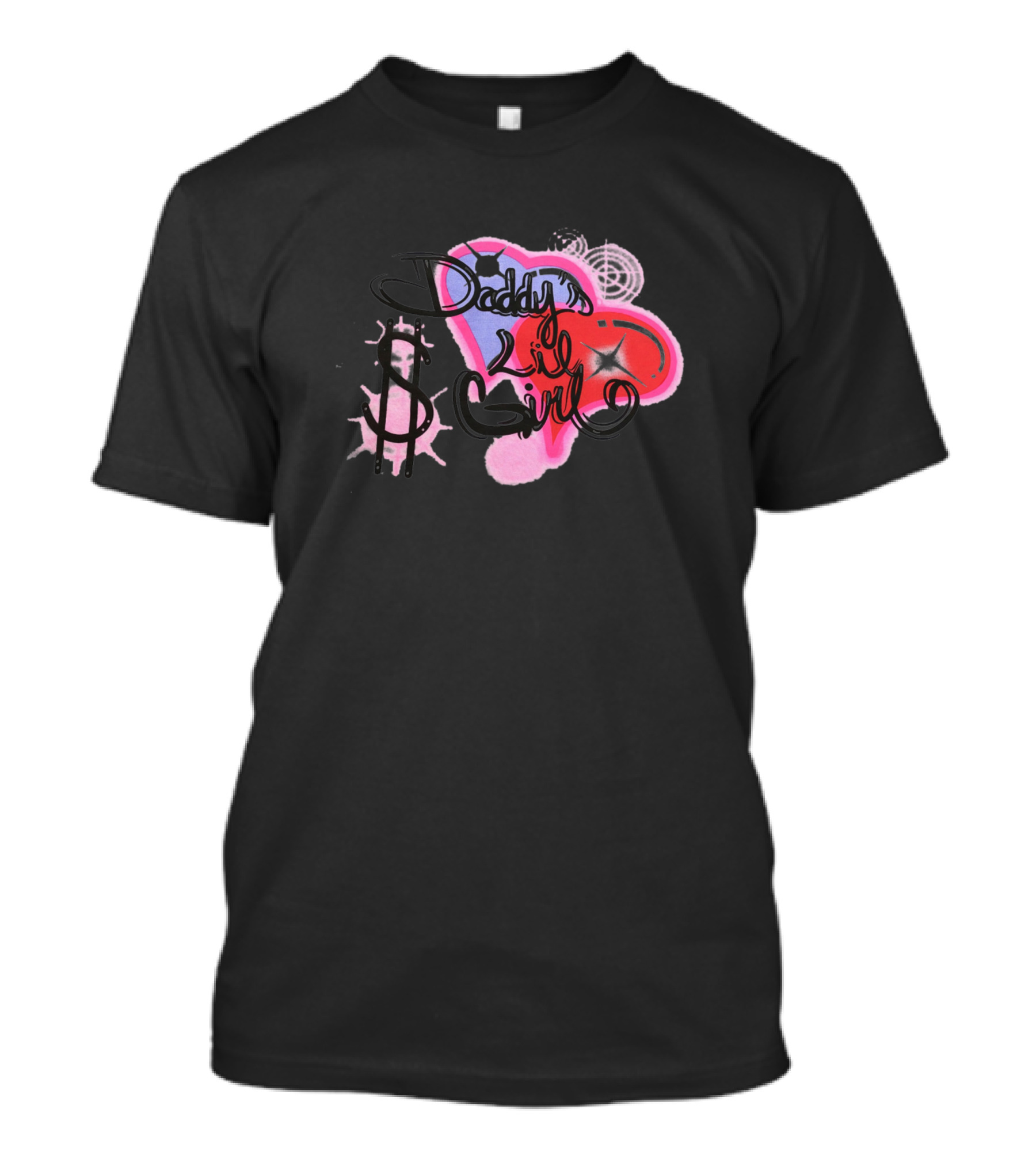Daddy's Lil Girl Pink Heart Crop With Ladybug And Star Graphics T-Shirt