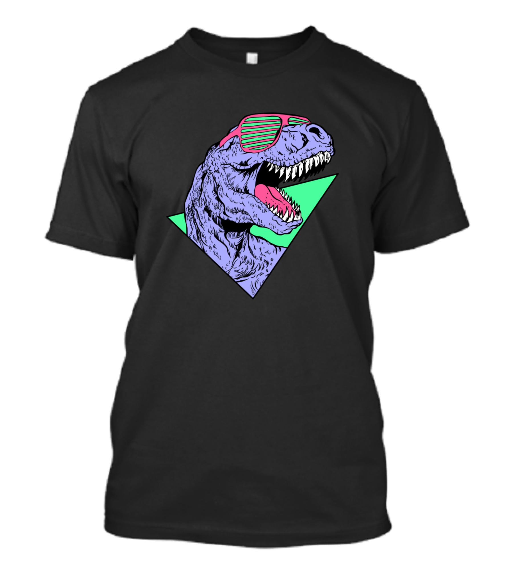 Rebel Roar Dinosaur Neon Sunglasses Retro 80s T-Shirt