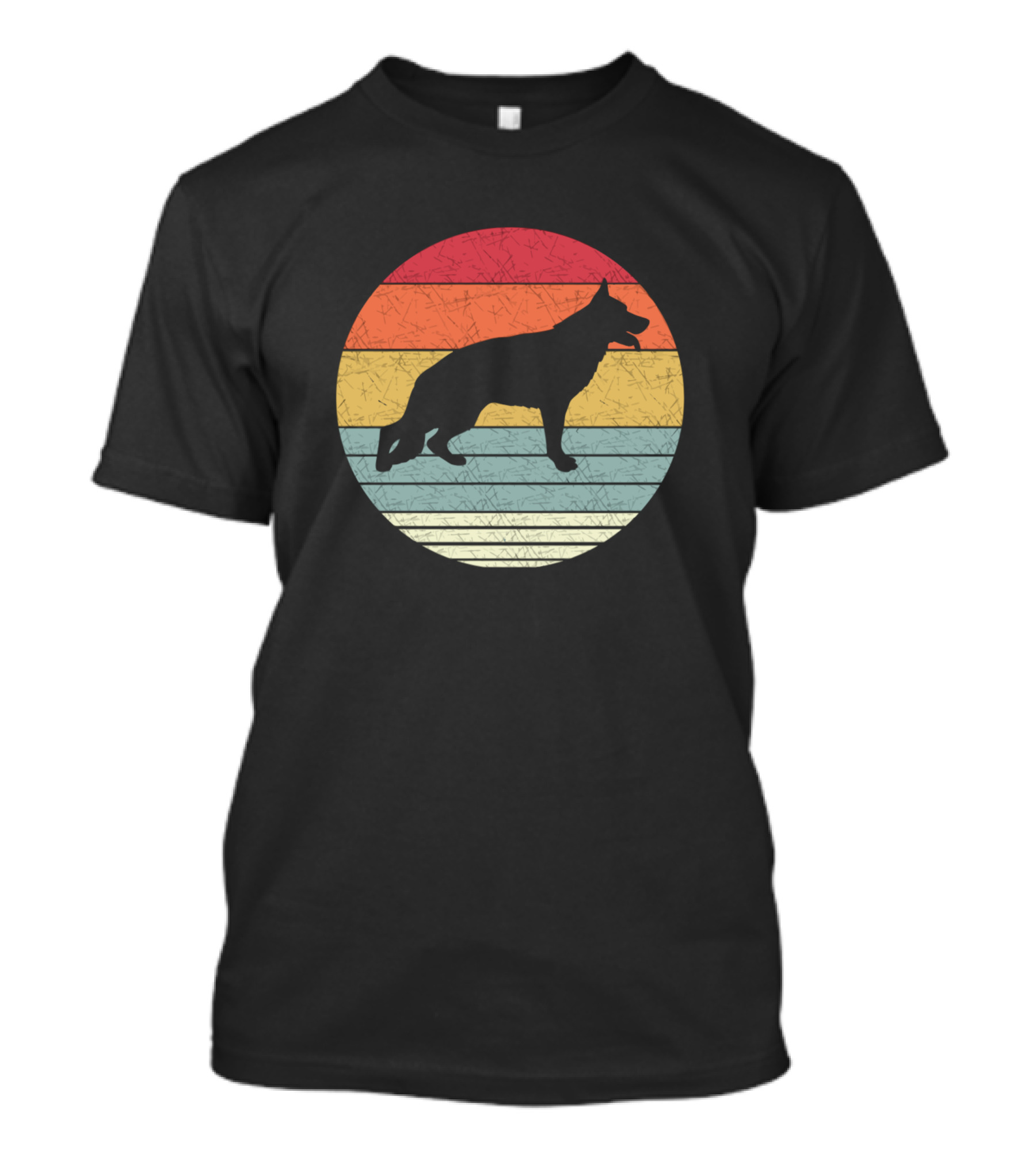 Retro German Shepherd Silhouette On Vintage T-Shirt