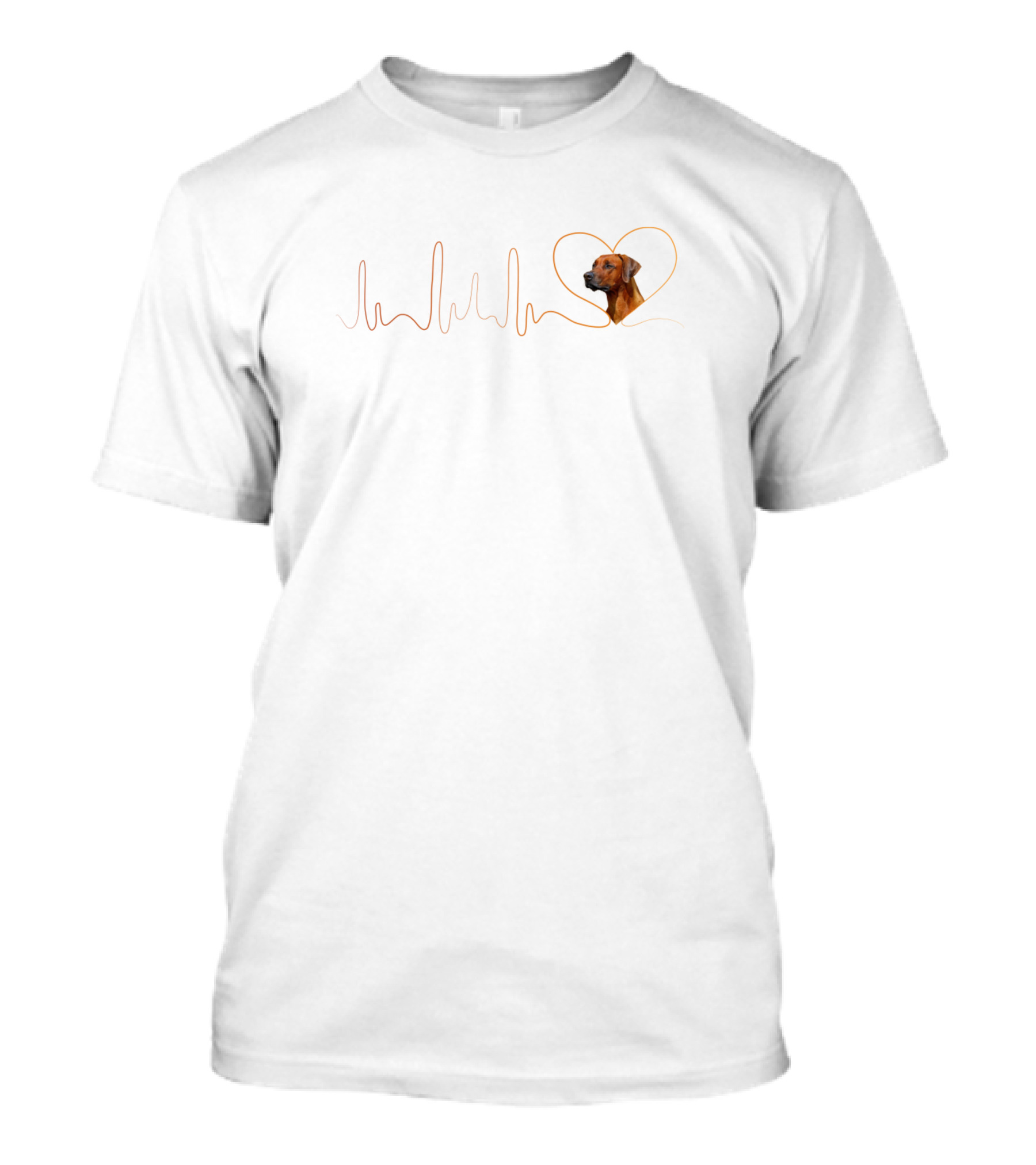 Rhodesian Ridgeback Heartbeat With Dog Portrait In Heartline T-Shirt