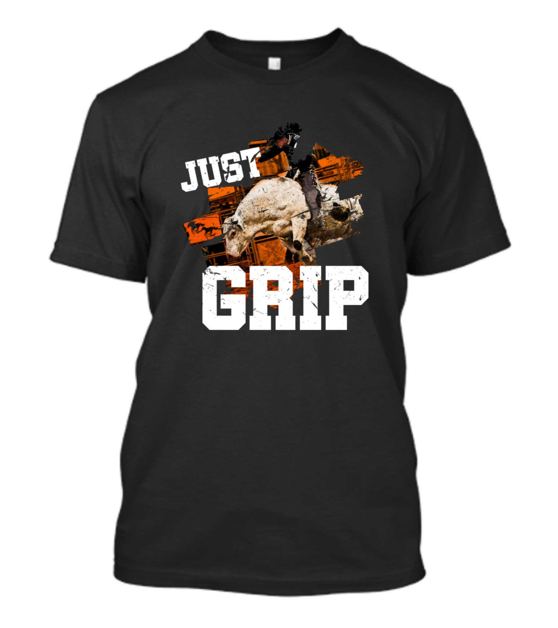 JUST GRIP Rodeo Cowboy Riding Bull Western Lasso T-Shirt