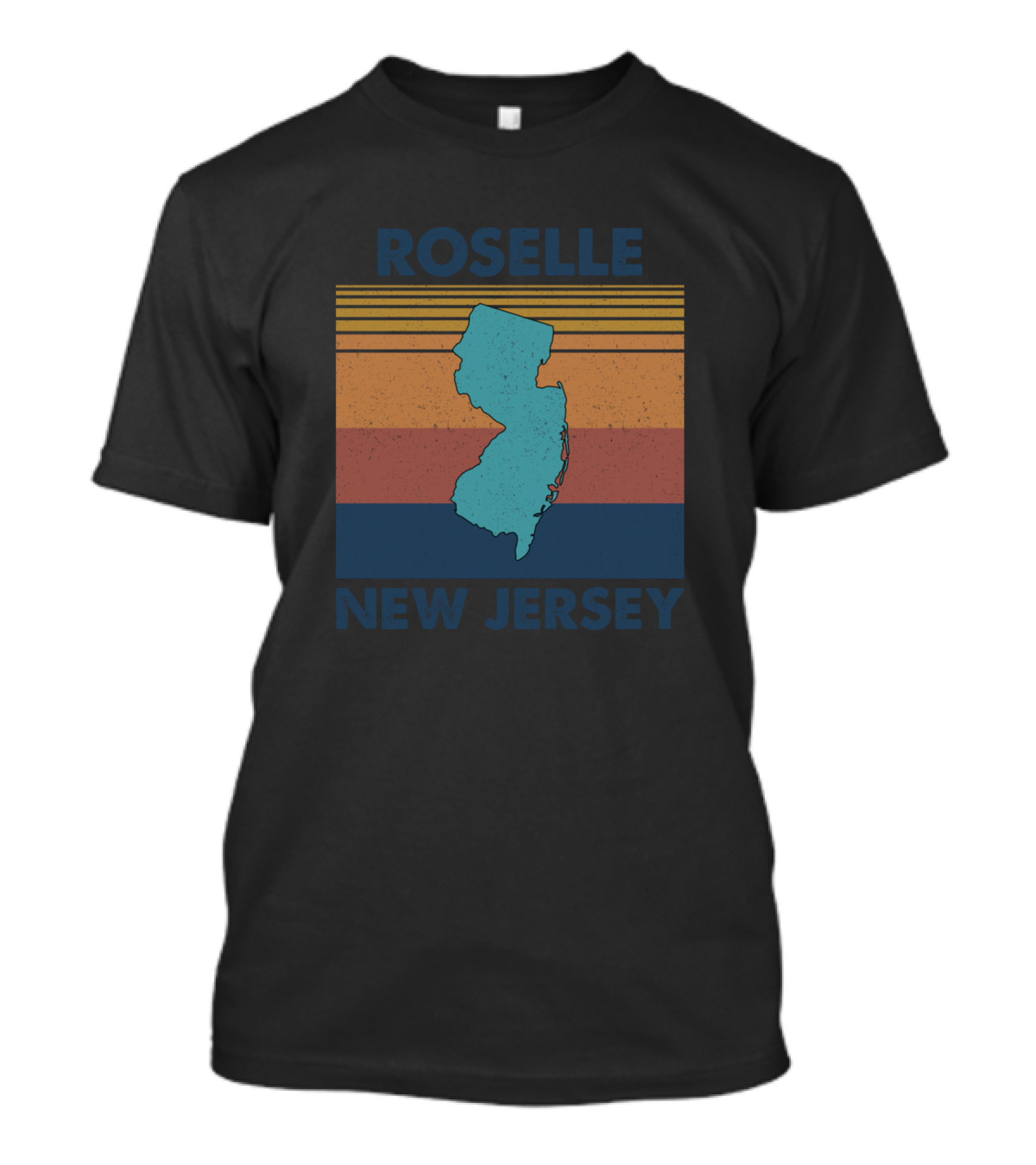 Roselle New Jersey Retro State Map Vintage Stripes T-Shirt