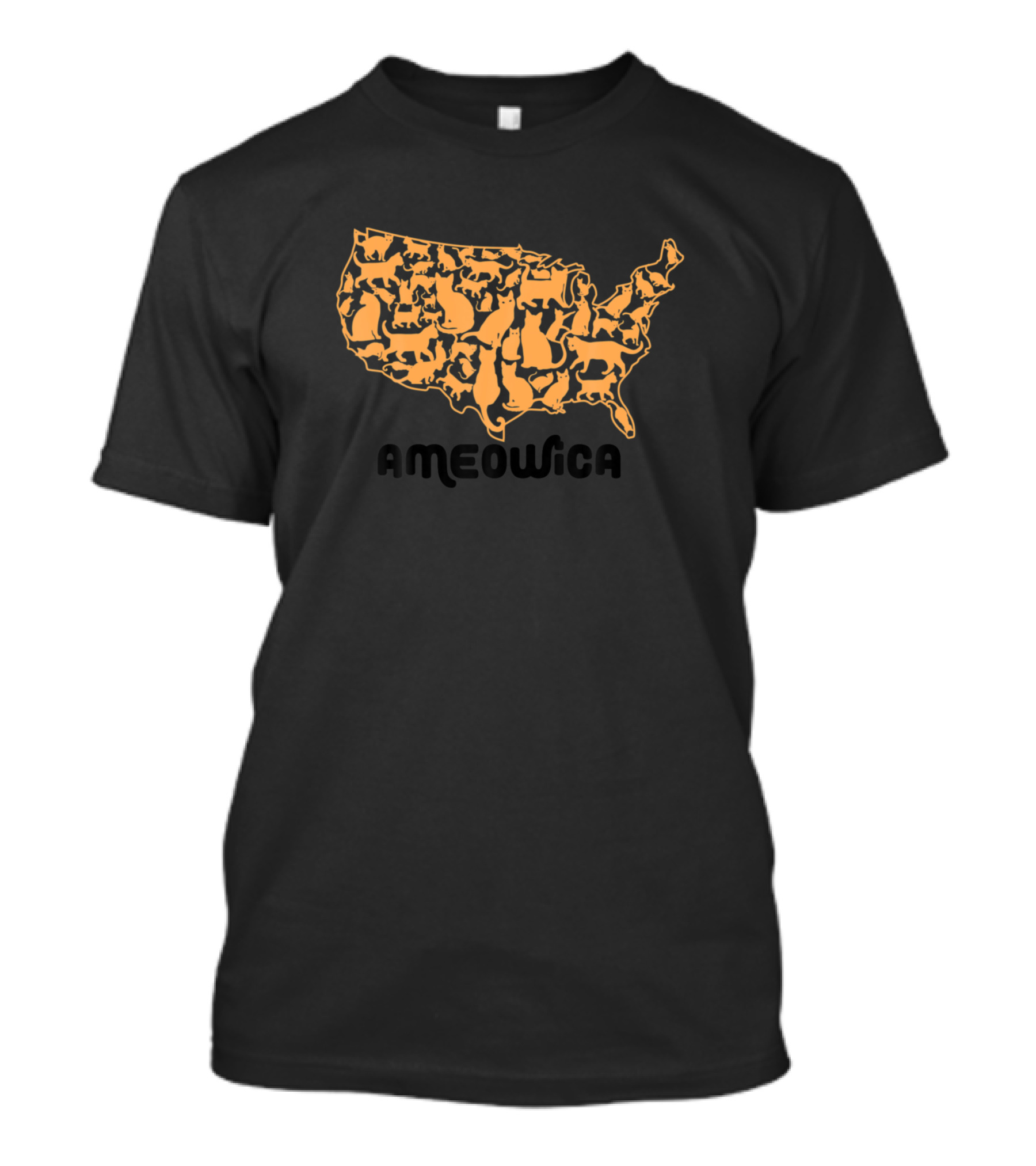 Ameowica Cats United States Map Funny 4th Of July Ameri T-Shirt