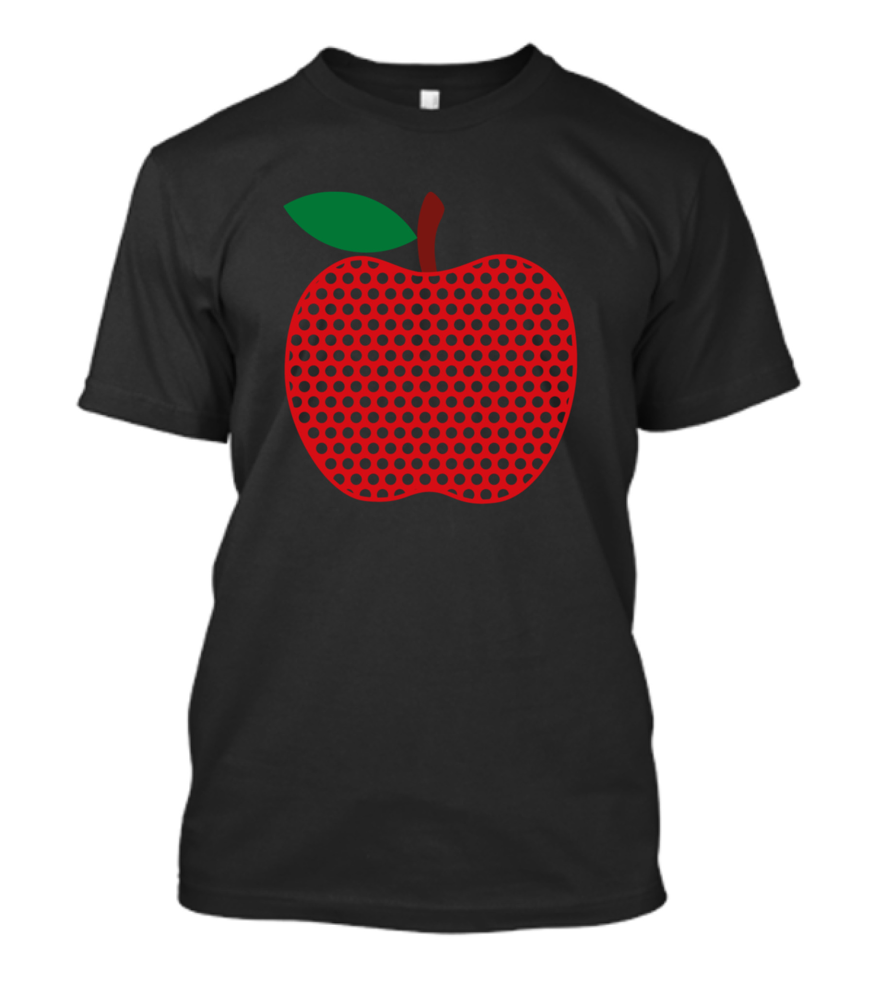 Apple Red Polka Dot Pattern With Green Leaf T-Shirt